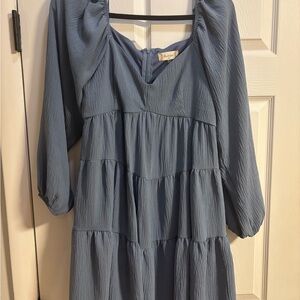 Altar'd State Slate Blue Tiered Dress